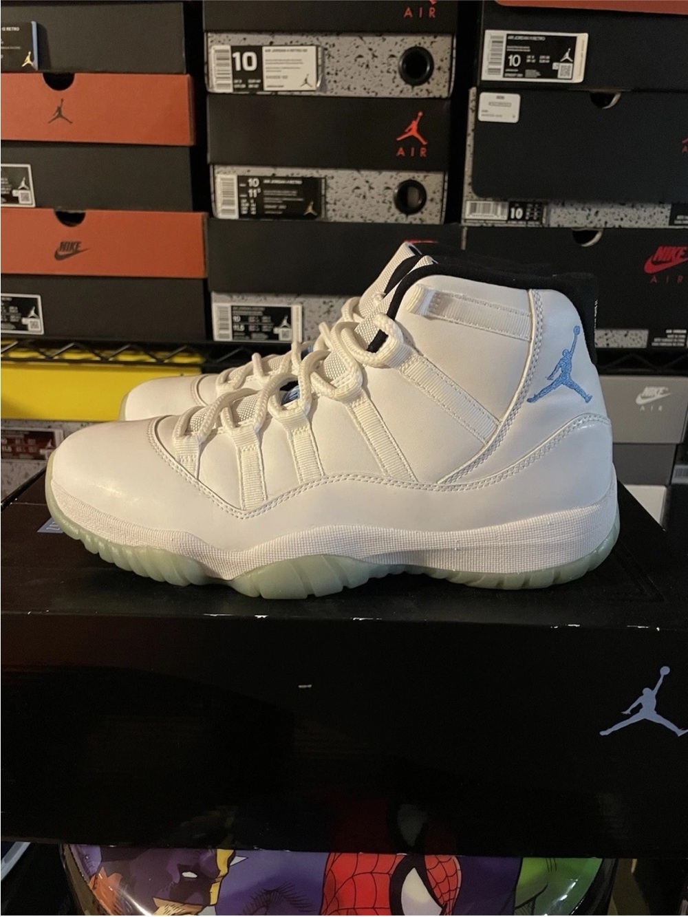 Jordan White and Light Blue High-Top Athletic Sneakers